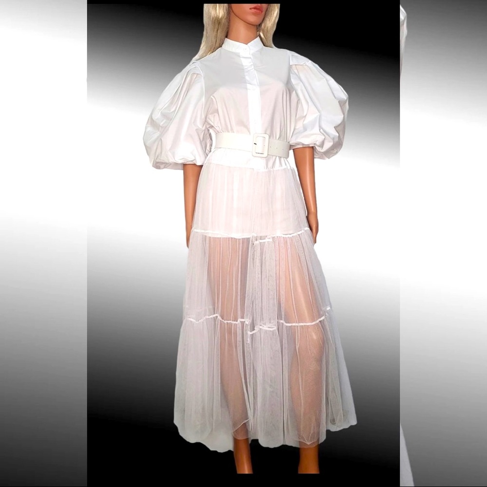N by Nancy White Tulle Dress